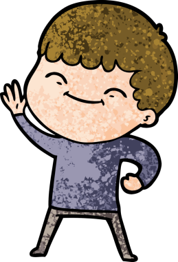 Bir insan tarafından çizilmiş gülümseyen çocuk.