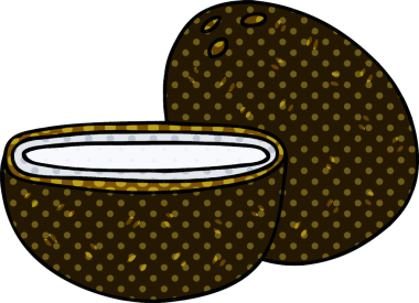 Bir insan tarafından çizilmiş çizgi roman tarzı tuhaf hindistan cevizi.