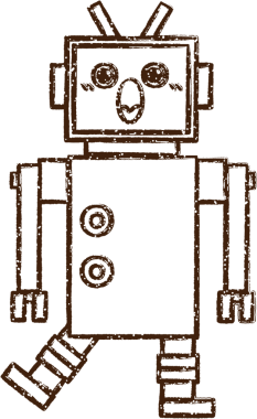 Bir insan tarafından çizilen Çılgın Robot Kömürü