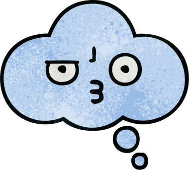 Bir insan tarafından çizilmiş bir düşünce baloncuğunun retro grunge doku karikatürü