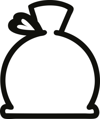 bir insan tarafından çizilmiş şişkin çuval simgesi