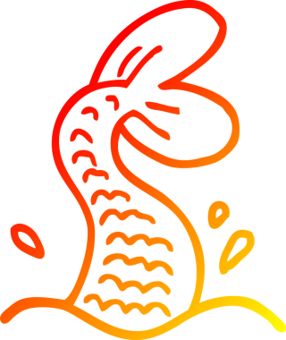 Bir insanın çizdiği karikatür deniz kızı kuyruğunun sıcak gradyan çizgisi