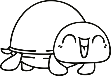 Bir insan tarafından çizilmiş garip çizgi film kaplumbağası çizimi.