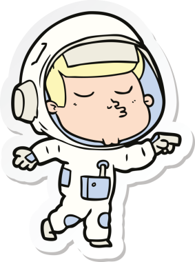 Bir insan tarafından çizilmiş kendine güvenen bir astronotun çıkartması.