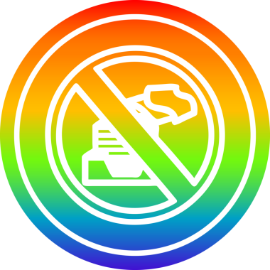 Kağıtsız ofis dairesel simgesi gökkuşağı gradyan bir insan tarafından çizilmiş