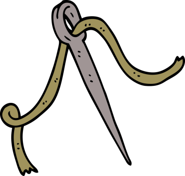 Bir insan tarafından çizilmiş karalama iğnesi ve iplik.