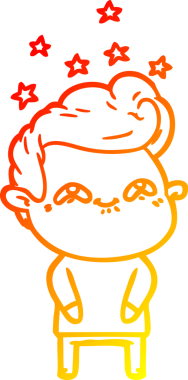 Bir insan tarafından çizilmiş, heyecanlı bir çizgi film çizimi.