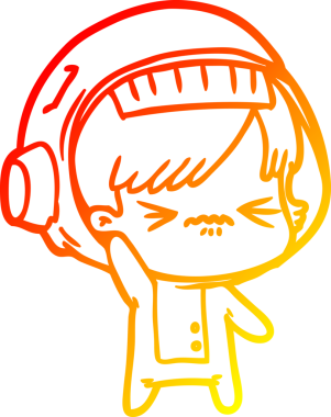 Bir insan tarafından çizilmiş bir astronot kadın çizgi çizimi.