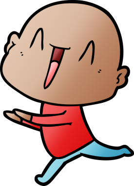 Bir insan tarafından çizilmiş mutlu, kel adam.