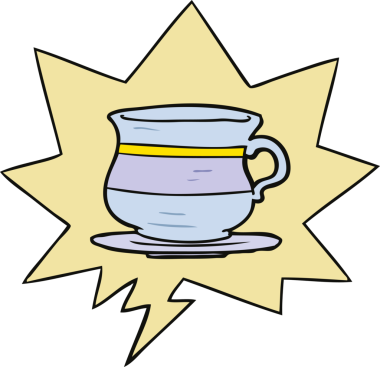 bir insan tarafından çizilmiş eski bir çay fincanı.