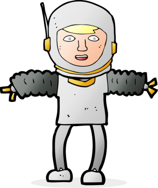 Bir insan tarafından çizilmiş bir astronot.