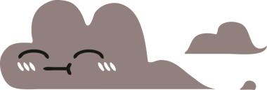 Bir insan tarafından çizilmiş bir fırtına bulutunun düz renkli retro karikatürü