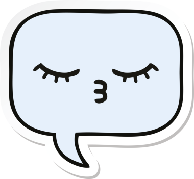 Bir insan tarafından çizilmiş şirin bir karikatür konuşma balonunun etiketi.