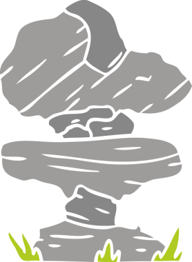 Bir insan tarafından çizilmiş gri kaya karalamaları.