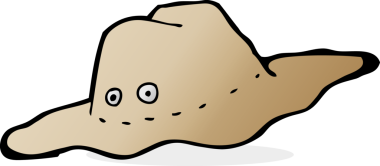 bir insan tarafından çizilmiş eski bir Avustralya şapkası.