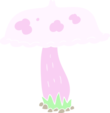 Bir insan tarafından çizilmiş mantarın düz renk çizimi