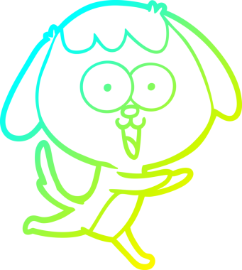 Bir insan tarafından çizilmiş şirin bir çizgi köpeğin soğuk gradyan çizgisi.