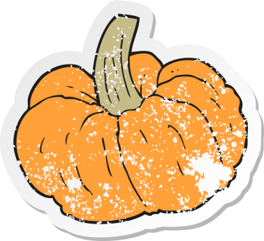 Bir insan tarafından çizilmiş balkabağı desenli bir karikatür çıkartması.