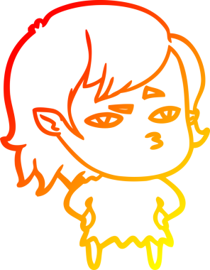 Bir insan tarafından çizilmiş bir vampir kız çizgi çizimi.