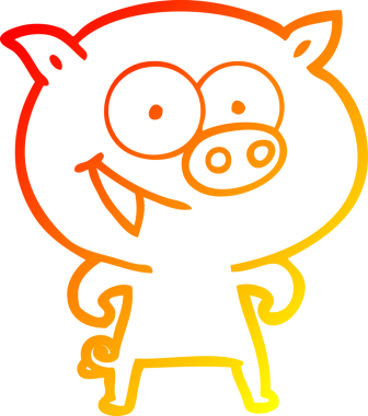 Bir insan tarafından çizilmiş neşeli bir domuz çizgi filmi.