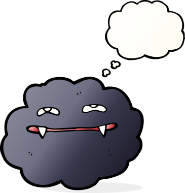 Bir insan tarafından çizilmiş düşünce balonlu çizgi vampir bulutu.