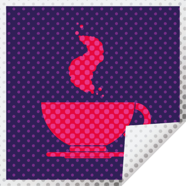 Bir insan tarafından çizilmiş sıcak kahve fincanı soyma etiketi.