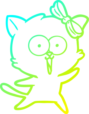 Bir insan tarafından çizilen çizgi film kedisinin soğuk gradyan çizgisi.