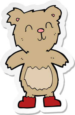 Bir insan tarafından çizilmiş oyuncak ayının çıkartması.