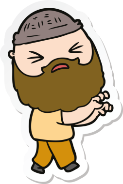 Bir insan tarafından çizilmiş sakallı bir karikatür adamın çıkartması.