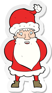 Bir insan tarafından çizilmiş Noel Baba çizgi filminin çıkartması.