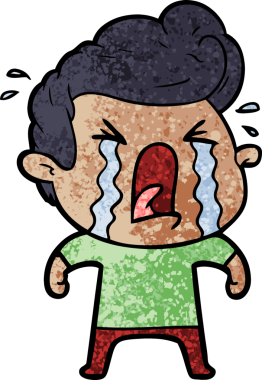 Bir insan tarafından çizilmiş ağlayan bir karikatür.