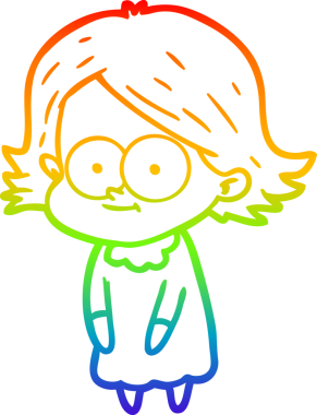 gökkuşağı gradyan çizimi mutlu bir çizgi film kızı bir insan tarafından çizildi