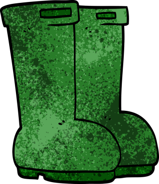 Bir insan tarafından çizilmiş karikatür Wellingtons.