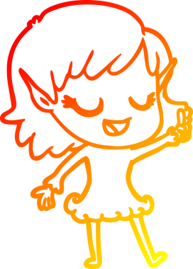 Bir insan tarafından çizilmiş mutlu bir elf kızı çizimi.