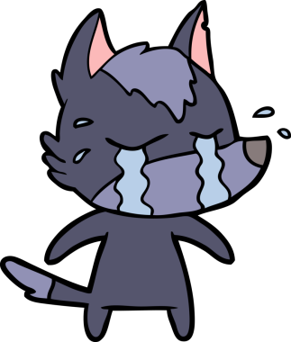 Bir insan tarafından çizilmiş ağlayan kurt çizgi filmi.