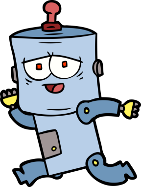 Bir insan tarafından çizilmiş çizgi film robotu