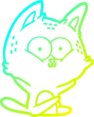 Bir insan tarafından çizilen çizgi film kedisinin soğuk gradyan çizgisi.