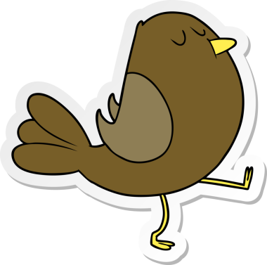 Bir insan tarafından çizilmiş karikatür kuşunun sıkıntılı çıkartması