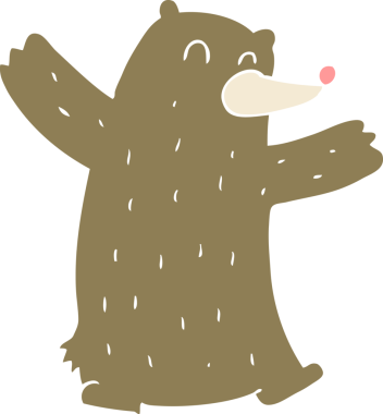 Bir insan tarafından çizilmiş ayının düz renk çizimi