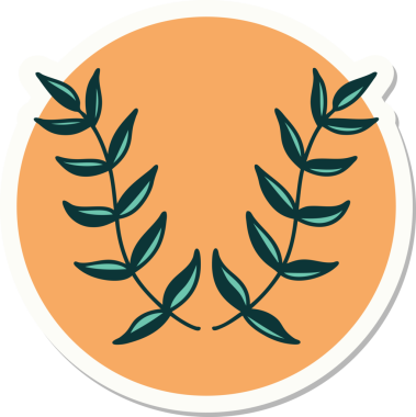 Bir insan tarafından çizilmiş defne defne stili dövme çıkartması.