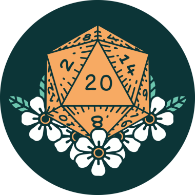 Bir insan tarafından çizilmiş bir d20 'nin ikonik dövme şekli