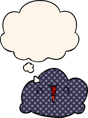 Çizgi roman tarzında bir insan tarafından çizilmiş düşünce baloncuğu olan çizgi film bulutu
