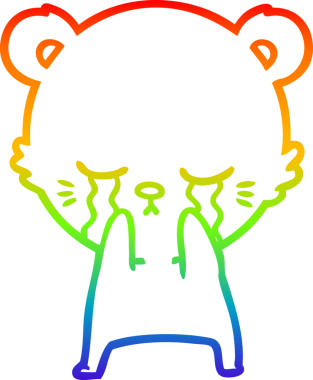 Bir insan tarafından çizilmiş ağlayan çizgi film ayısının çizimi.