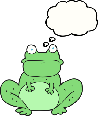 Bir insan tarafından çizilmiş serbest çizim baloncuklu kurbağa.