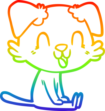 Gökkuşağı gradyan çizgisi bir insan tarafından çizilmiş gülen bir çizgi köpeğin çizimi