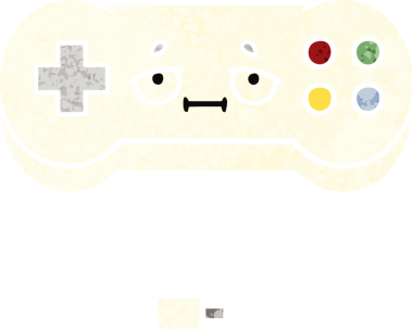 Bir insan tarafından çizilmiş bir oyun denetleyicisinin retro illüstrasyon tarzı karikatürü