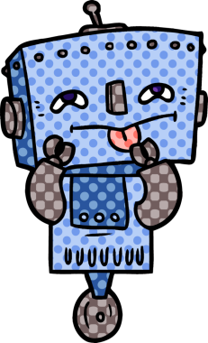 Bir insan tarafından çizilmiş çizgi film robotu