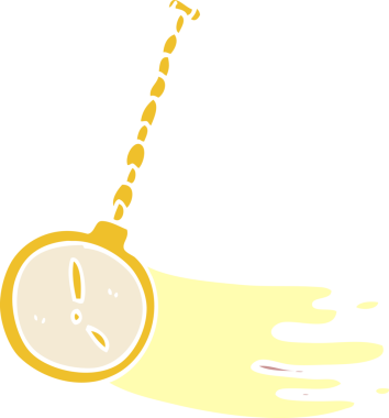 Bir insan tarafından çizilmiş altın saati sallayan karikatür.