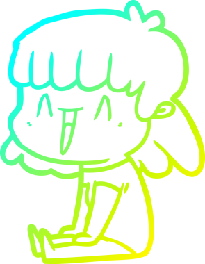 Bir insan tarafından çizilmiş mutlu bir kızın soğuk çizgi çizimi.