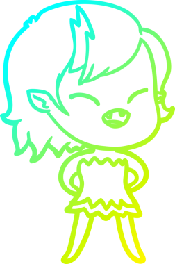 Bir insan tarafından çizilmiş gülen vampir kız çizgi filmi.